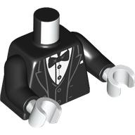 Lego Torso Jacket, Tuxedo, White Shirt, Black Bow Tie print, Black Arms, White Hands / Black