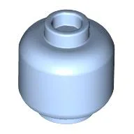 Minifig Head [Plain] [Vented Stud - 2 Holes] / Bright Light Blue