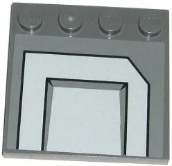 Tile, Modified 4 x 4 with Studs on Edge with Light Bluish Gray Panels with Cut Top Right Corner Pattern Model Left Side (Sticker) - Set 75019