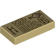 Lego Tile 1 x 2 with Parchment, Flask, Notes print