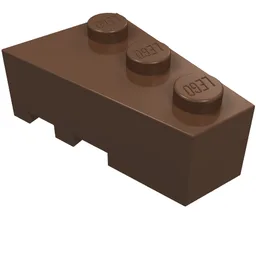 Brick Wedged, Angled 3 x 2 Right / Brown