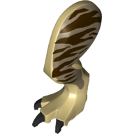 Lego Animal Body Part, Dinosaur, Tyrannosaurus Rex Leg, Left, with Pin, Dark Tan Field, Dark Brown Markings Print / Tan