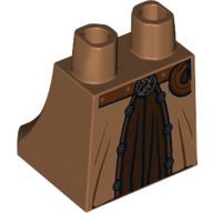 Lego Hips and Legs Under Dress/Robe, Dark Brown Dress, Reddish Brown Belt and Pouch, Copper Trim Print (Helga Hufflepuff) / Medium Nougat
