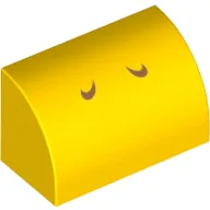 Brick Curved 1 x 2 x 1 No Studs with Medium Nougat Lines (Koopa Troopa Nostrils) Print / Yellow