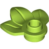 Plant, Plate 1 x 1 Round with 3 Leaves / Lime