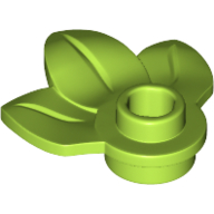 Lego Plant, Plate 1 x 1 Round with 3 Leaves / Lime