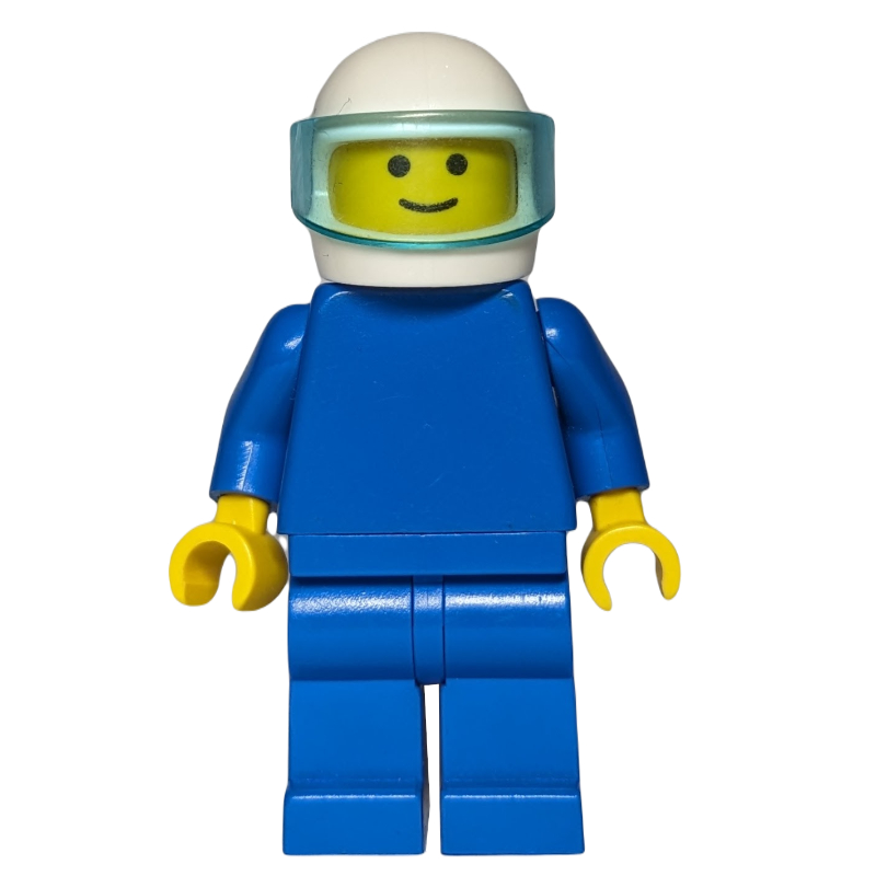 Lego Man, Plain Blue, White Helmet with Visor
