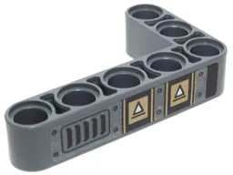 Technic, Liftarm, Modified Bent Thick L-Shape 3 x 5 with White Triangles and Vent Grille Pattern Model Left Side (Sticker) - Set 70227