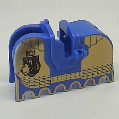 Lego Animal / Creature Accessory, Horse Barding with Knights Kingdom II Lion with Crown Print / Royal Blue