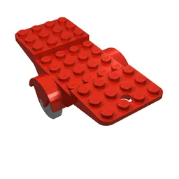 Fabuland Airplane Base 10 x 4 with Light Gray Wheels / Red