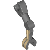 Lego Arm Mechanical [2 Clips at 90°], General Grievous (Clone Wars) with Tan Print on Left / Dark Bluish Gray