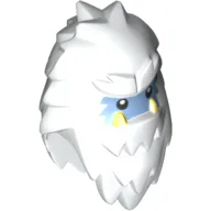 Minifig Head Special, Yeti with Shaggy Hair and Bright Light Blue Face Print / White