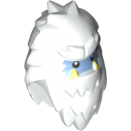 Lego Minifig Head Special, Yeti with Shaggy Hair and Bright Light Blue Face Print / White
