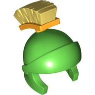 Lego Helmet, Bright Light Yellow Broom Plume print (Marvin the Martian) / Bright Green