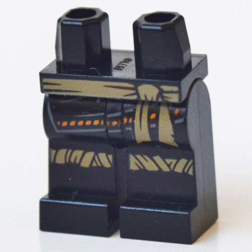 Lego Hips and Black Legs with Dark Tan Wrap Belt and Knee Straps Print / Black