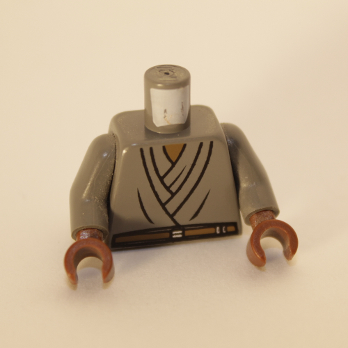 Lego Torso Robe, Brown Belt Print (Mace Windu), Dark Bluish Gray Arms, Reddish Brown Hands / Dark Bluish Gray