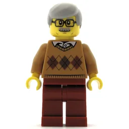 Man, Medium Nougat Argyle Sweater, Dark Red Legs, Moustache and Glasses