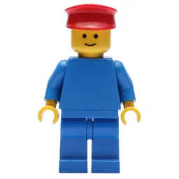 Man, Plain Blue, Red Hat