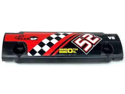 Technic, Panel Curved 11 x 3 with '52', 'SMOOTH OIL', 'GEAR UP' and White and Black Checkered Stripe on Red Background Pattern (Sticker) - Sets 8041 / 42041