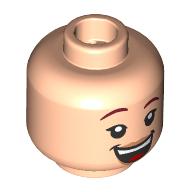 Lego Minifig Head Jessie, Dark Red Eyebrows, Nougat Lips, Open Mouth Smile / Lopsided Smile / Light Nougat
