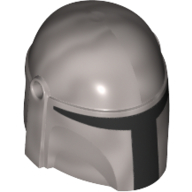 Lego Helmet Mandalorian with Holes, Black Visor Print / Flat Silver