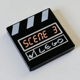 Tile 2 x 2 with Scene 3 and White Stripes Clapperboard Print / Black