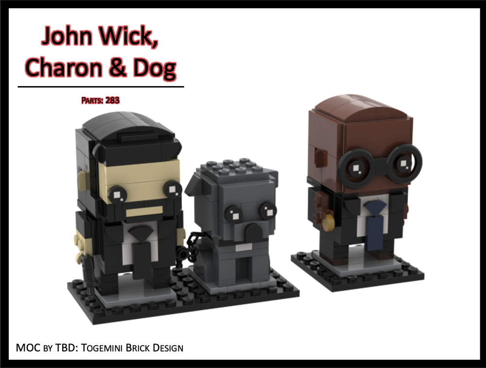 Lego John Wick, Charon + Dog - Brickheadz
