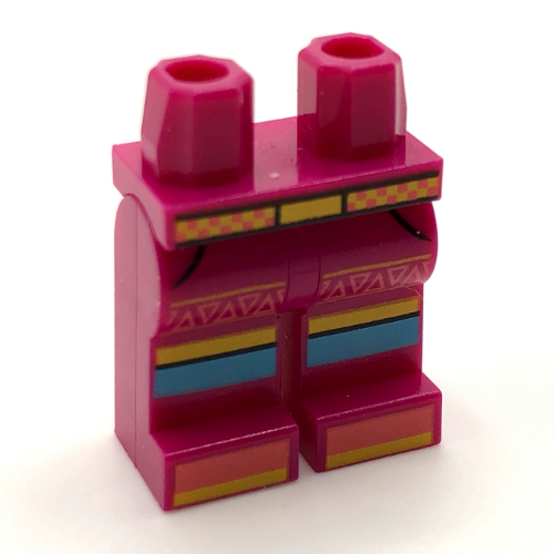 Lego Hips and Magenta Legs with Dark Azure/Bright Light Orange Stripes, Belt print / Magenta