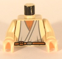 Lego Torso SW Moisture Farmer (Owen Lars) Pattern / Tan Arms / Light Nougat Hands