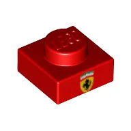 Plate 1 x 1 with Ferrari Logo Print / Red