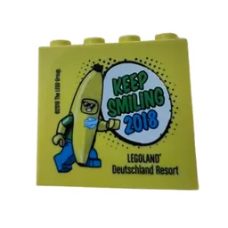 Brick 2 x 4 x 3 with 'KEEP SMILING 2018', 'Legoland Deutschland Resort' Print / Yellow