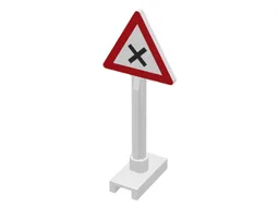Road Sign Triangle with Dangerous Intersection Print