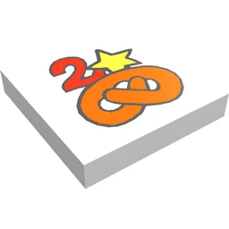Tile 2 x 2 with Fabuland Pretzel, '2', and Star Print / White