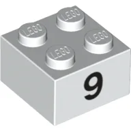 Brick 2 x 2 with Black "9" Print