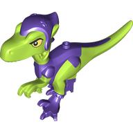 Lego Animal, Dinosaur, Green Goblin-Raptor with Dark Purple Legs, Hat, Yellow Eyes print
