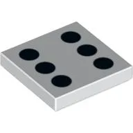 Tile 2 x 2 with 6 Black Dots Print / White