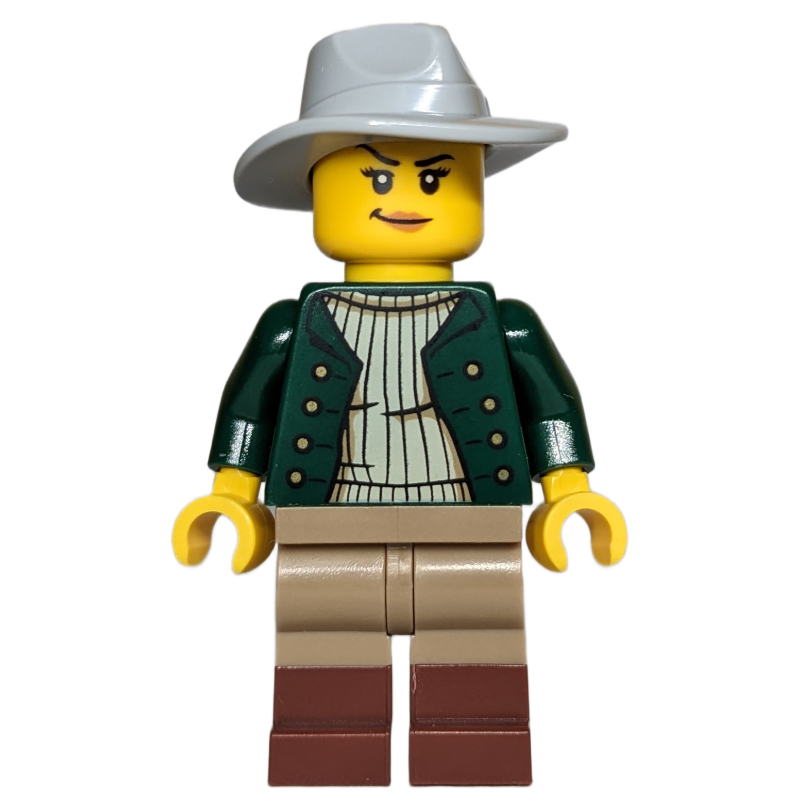 Lego Robber, Dark Green Torso, Dark Tan Legs, Light Bluish Grey Fedora