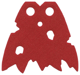 Lego Minifigure Cape Cloth, Holes and Tattered Edges - Traditional Starched Fabric, Angled Top Notch, Smaller Jagged Edge Features - 4.3cm Wide / Dark Red