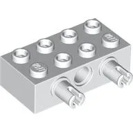 Technic Brick 2 x 4 with 4 Pin Holes, 2 Pins / White