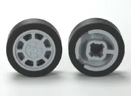 Wheel 11mm D. x 6mm with 8 Spokes with Black Tire 14mm D. x 6mm Solid Smooth (93593 / 50945)