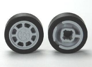 Lego Wheel 11mm D. x 6mm with 8 Spokes with Black Tire 14mm D. x 6mm Solid Smooth (93593 / 50945)