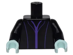 Torso Female Dress with Dark Purple Trim and Seams Pattern / Black Arms / Light Aqua Hands