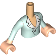 Lego Minidoll Torso Girl with Light Aqua Blouse Print, Light Nougat Arms with Hands and Light Aqua Sleeves Print / Light Nougat