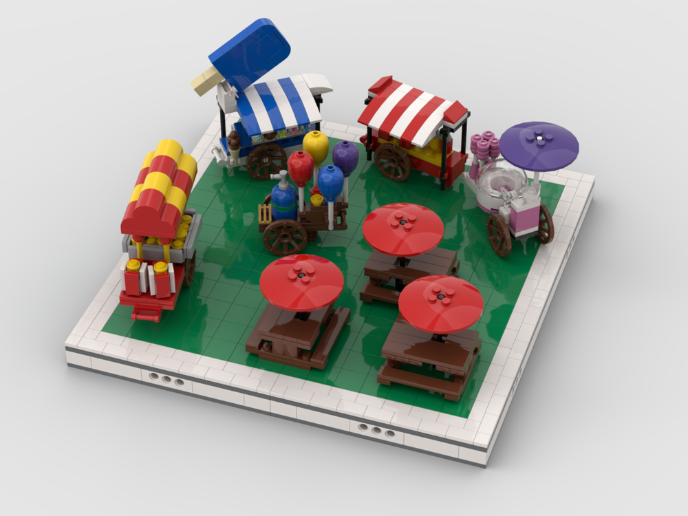 Lego Dining area and food stands for modular Amusement Park