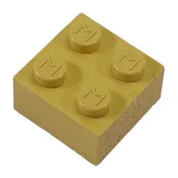 Modulex Brick 2 x 2 with M on Studs / Modulex Ochre Yellow