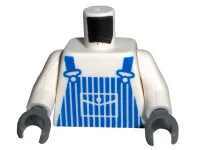 Torso Train Blue Striped Overalls Pattern / White Arms / Dark Bluish Gray Hands