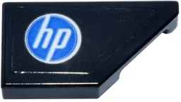 Tile, Modified 1 x 2 Wedge Right with Blue and White Circle 'hp' Logo Pattern (Sticker) - Set 77242