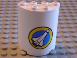 Cylinder Half 2 x 4 x 4 with Shuttle Pattern (Sticker) - Set 6454