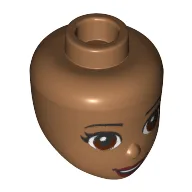 Minidoll Head, Brown Eyes, Open Mouth, Dark Red Lipstick Print / Medium Nougat