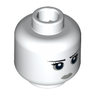 Lego Minifig Head Spooky Girl, Pale Lips and Circles around Eyes, Black Eyelashes and Eyebrows, White Pupils Print [Hollow Stud] / White